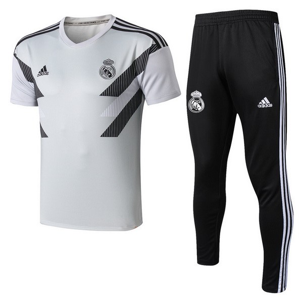 Camiseta Entrenamiento Real Madrid Conjunto Completo 2018-2019 Blanco Gris